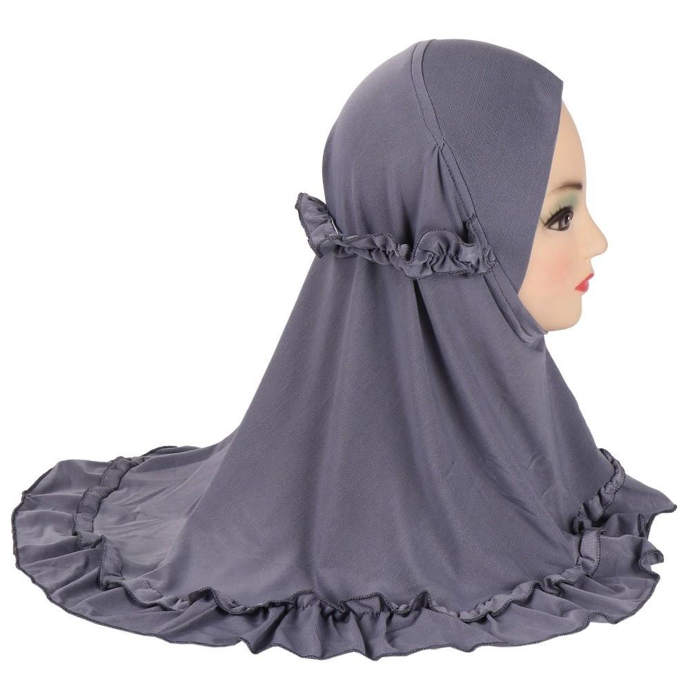 With Crinkles Ruffled Hem Hijab Soft Turban Caps Elegant Girl's Head Scarf Eid Al-Fitr
