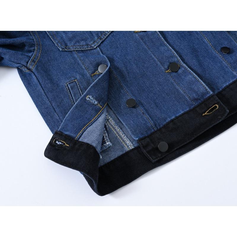 Plus Size Women's Denim Jacket Sweet Cool Color Collision Loose Tide Denim Jacket