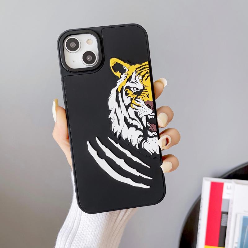 

3D Cartoon Tiger Stereo Phone Case for Apple 15Pro iPhone 16 тигровый/чёрный
