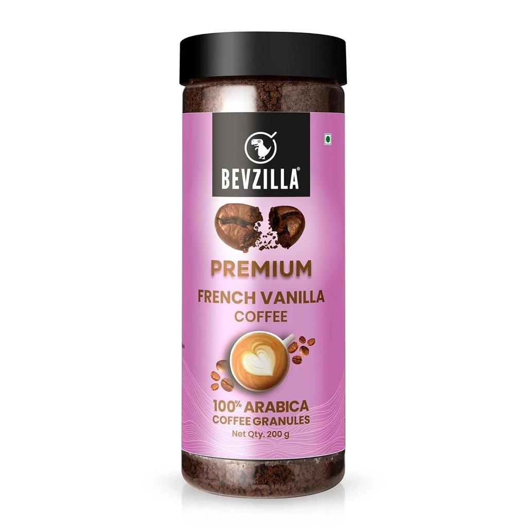 Bevzilla 200 Gram Vanilla Flavoured Instant Coffee Powder Jar | Arabica Coffee |