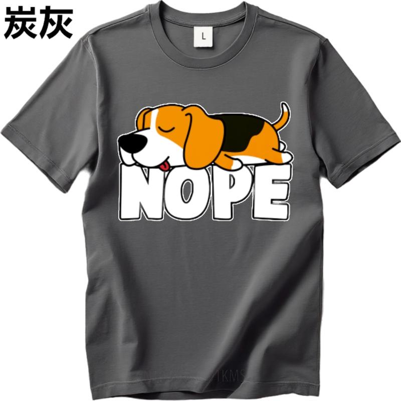 Tshirts for men Printed For men O Neck t shirt Black Dog Lying On Nope Text Basic Men Tee shirt Trendy Tshirt Round Neck Tee