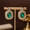 Vintage Emerald Zircon Earrings With A High-end Feel Featuring Palace Style Studded Antique Women