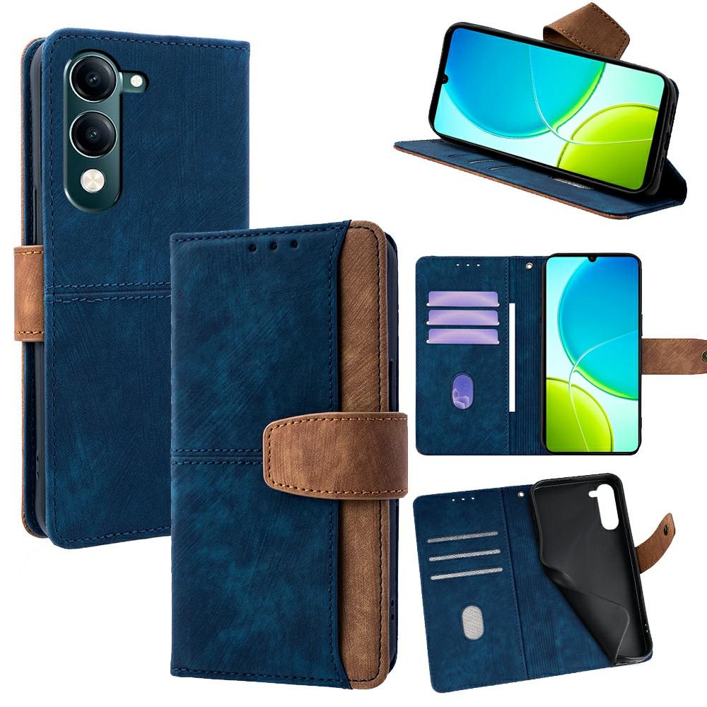 For Vivo Y29s 5G/Y04 4G Case RFID Blocking Color Splicing PU Leather Wallet Phone Cover