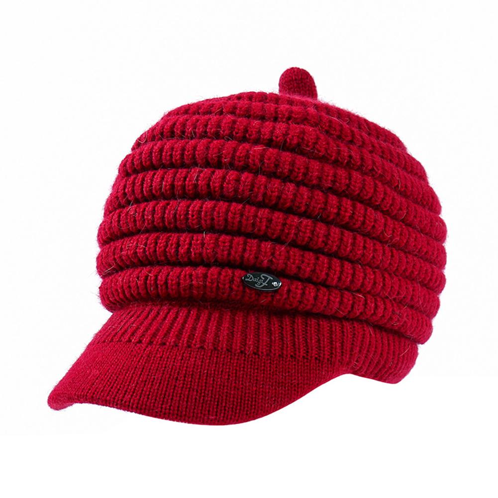 Women Winter Fleeced Warm Cap Beanies Knitted Peaked Hat