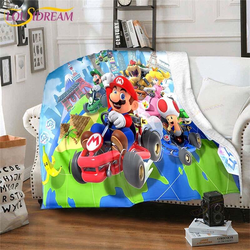 Mario Bros Blanket High Quality Flannel Warm Soft Plush on The Sofa Bed Blanket Suitable for Air Conditioning Blanket