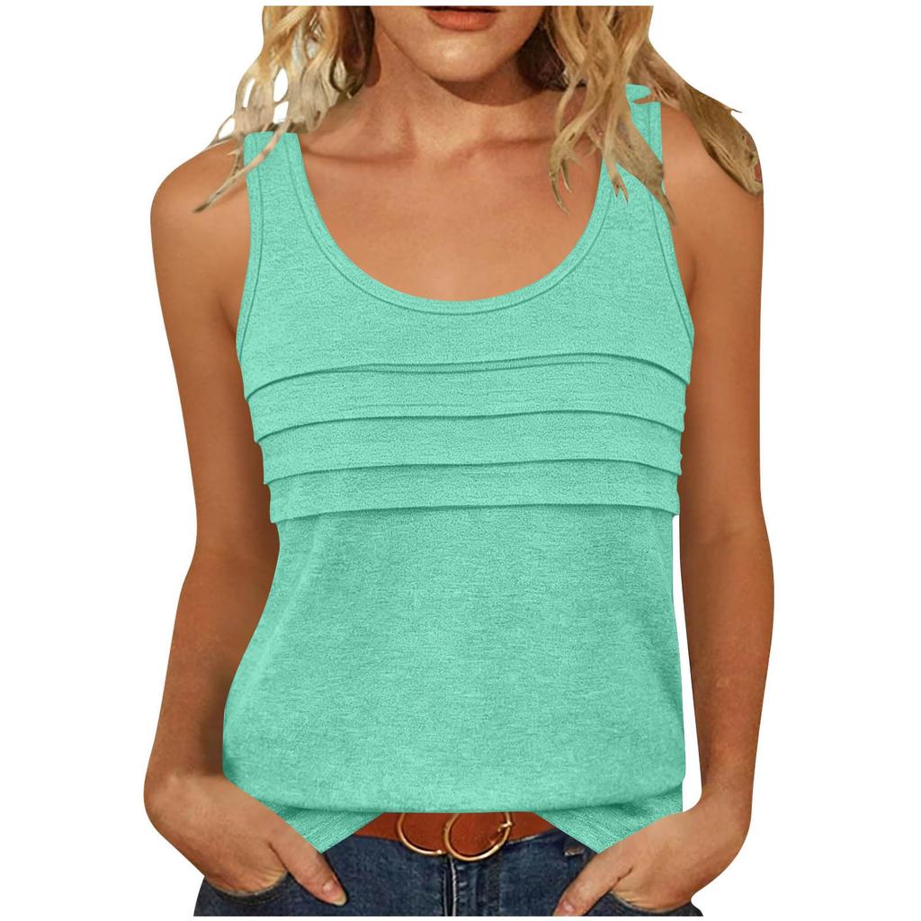Women's Casual Tunic Tops To Wear With Leggings Sleeveless Summer Color Shirts Tanks Blouses