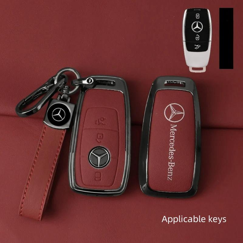 

Zinc Alloy Leather Car Key Case Cover Shell For Mercedes Benz AMG A C E S G Class GLC CLE CLA GLB GLS W177 W205 W213 W222 X167 червоний
