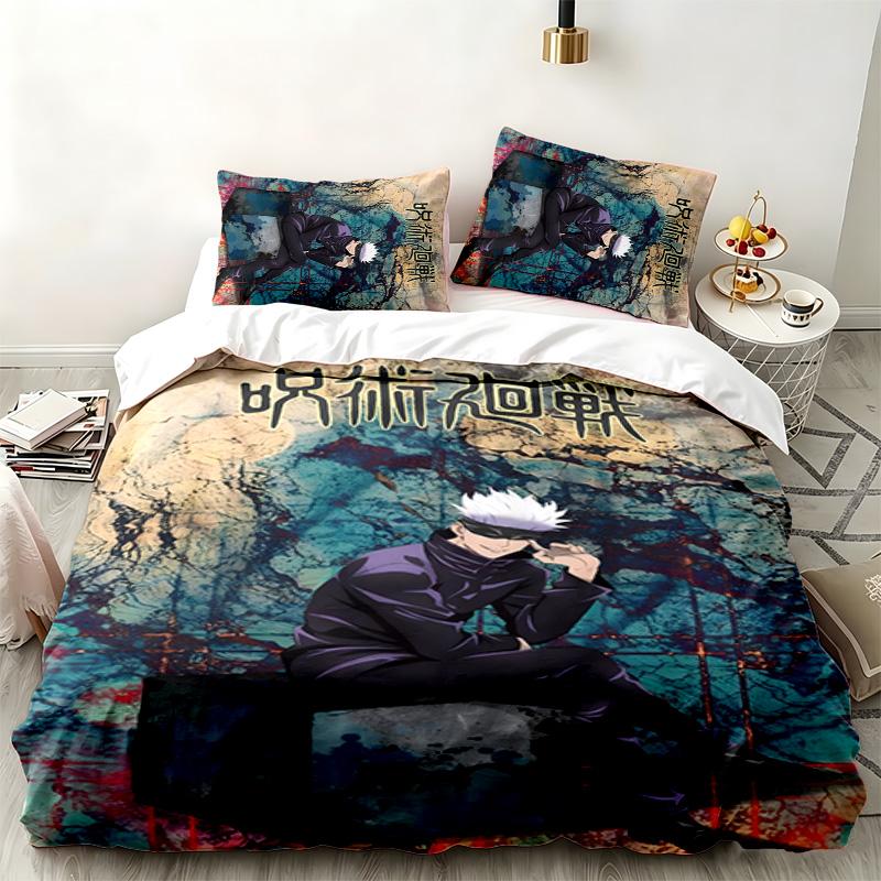 Jujutsu Kaisen 3pc Set Perfect for Bedroom Use Comfortable Bedding Set Includes a Duvet Cover and Two Pillowcases Ideal Birthday or Christmas Gift