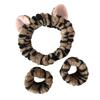 1set Elastic Women Shower Hairband & Wristband Cute Kitten Plush Face Wash Hairband Home Makeup Headband Wristband