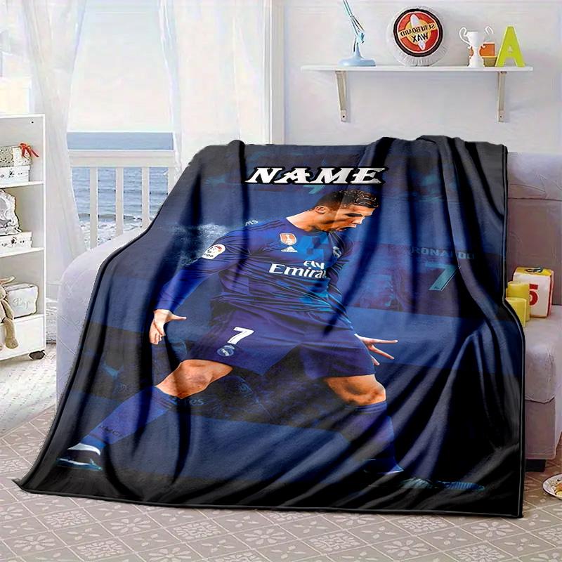 Custom Name Ronaldo's Legacy Soccer Blanket bed sofa Blanket Flannel Blanket for Camping, Hiking, Picnic Essentials,gift for family and friends