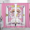 Zasłony kuchenne do salonu 2 sztuki Zasłony zaciemniające Zasłona drzwiowa C-cardcaptor S-sakura Przegroda Dekoracja sypialni Dom