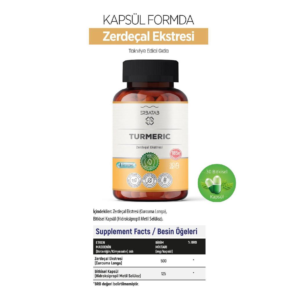 Turmeric Curcumin Extract 30 Capsules Licaps