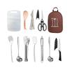 12 Piece Picnic Utensil Set Includes Cutting Board Spoon Tongs Scissors Ladle Spatula Peeler Knife with Storage Bag for Outdoor Cooking
