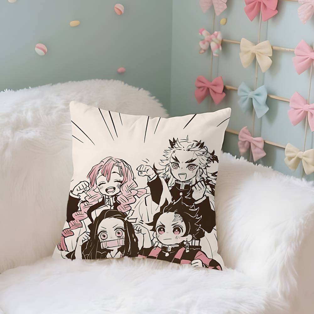 Amine K-Kimetsu No Yaibas Case Plush Fabric Soft Pillowcase Double Sided Print Cushion Cover Household Gifts