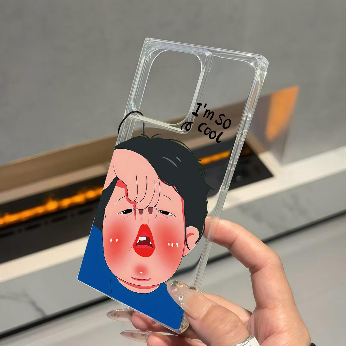 

Square Back Tube Protection Clear Case For iPhone 12 14 Pro Max 16 ProMax 15 Plus 11 13 Anti-Oxygen,Dudu Man Pattern Casing iphone 16