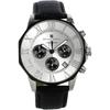 Salvatore Marra Chronograph Watch 10 ATM Water Resistant Men's Leather Strap Silver White Black Panda SM15104-SSWHBKLE