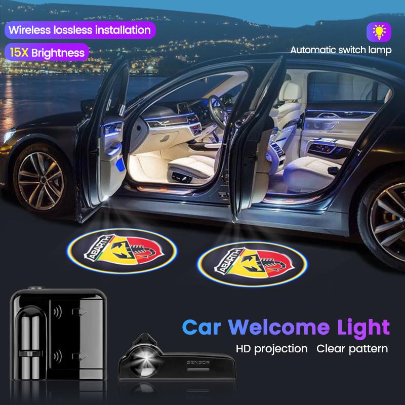 LED Car Door Universal Projector High-definition Welcome Lights For Abarth 124 125 500 500e 1000ps 595 F595 GT 124 Competizione