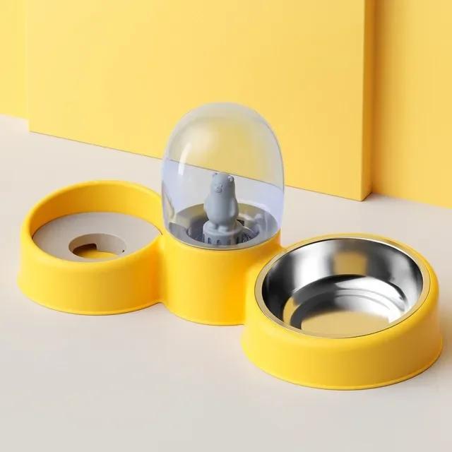 New Dog  Cat Bowl Double Bowl Cat Automatic Feeder Dog Bowl Stainless Steel  Pet Water Dispenser Pet Supplies