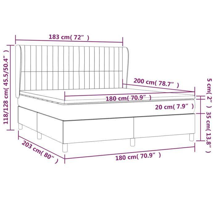 3128705 vidaXL Lit à sommier tapissier avec matelas Taupe 180x200 cm Tissu
