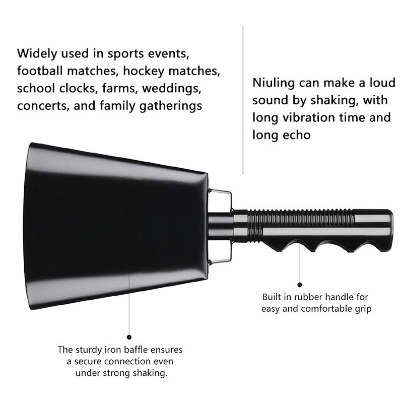 Cowbell With Handle Noise Makers Sports Events Cheering Iron Cow Bells Percussion Musical Instrument For Football Games Party