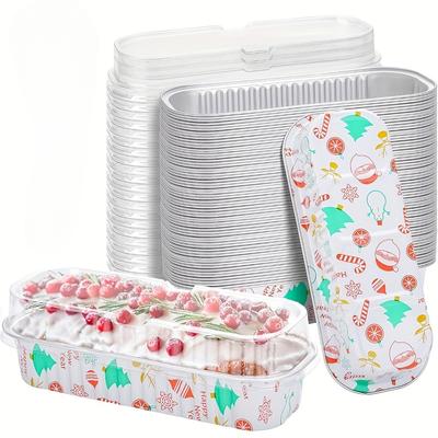 100-teiliges Weihnachts-Set mit Mini-Kuchen- und Kastenformen mit Deckel und Löffeln – 200 g BPA-freie Behälter aus Aluminiumfolie für Desserts
