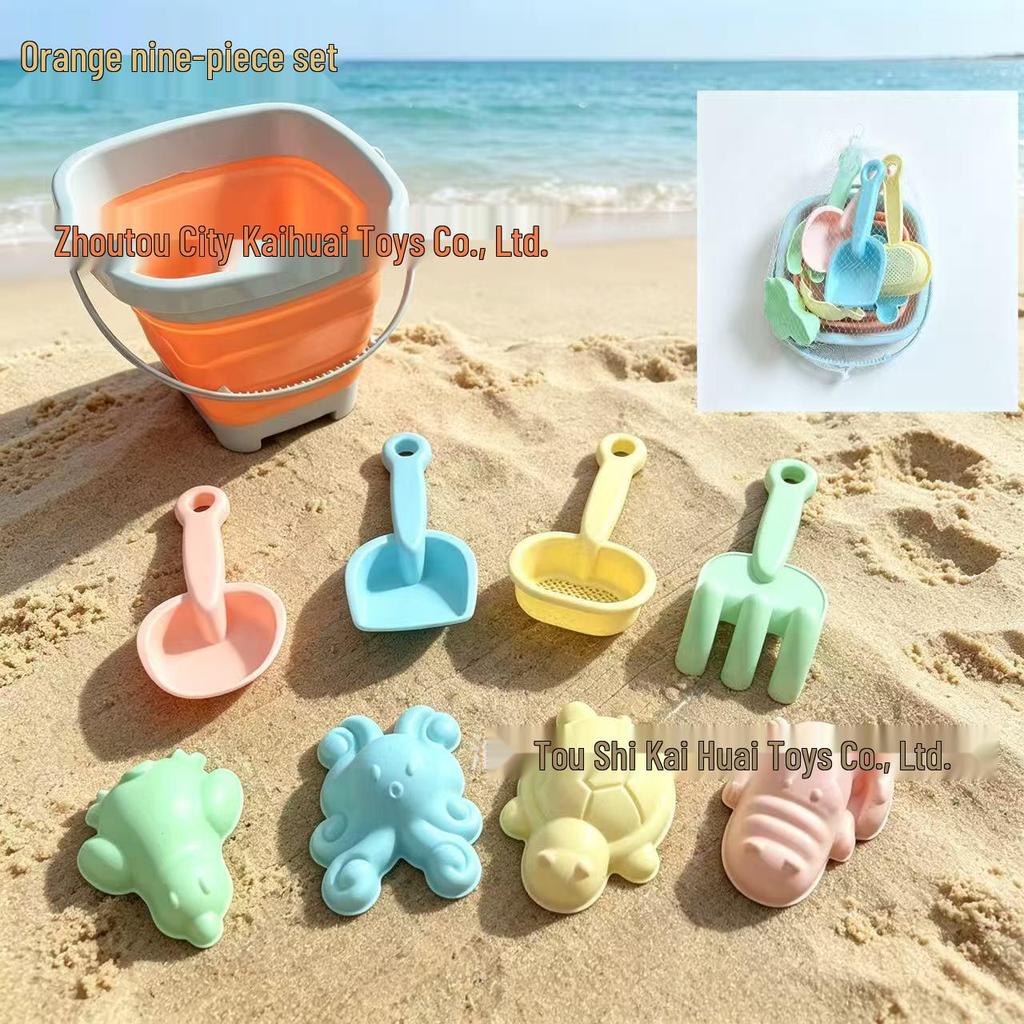 Children's Foldable Beach Toy Set: Bucket, Shovel, Sand Timer, and Digging Tools for Sand and Water Play
