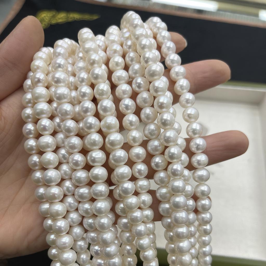 1String, White Natural Freshwater Pearls Beads for Jewelry Making DIY Necklace Bracelet Crafts (Beads 7-8mm, Length 36cm)