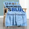 Manchester City Personalized Name Blanket Cozy Personalized Blanket Soft Warm Cozy Great for Livingroom Office Chair Home Decor Nap