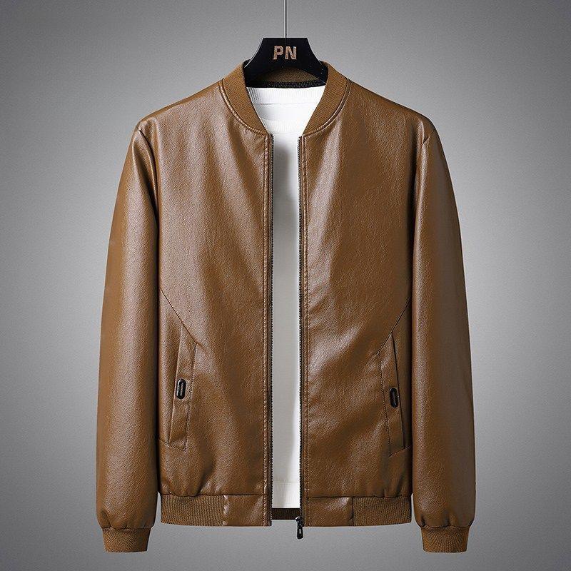 Lederjacke Herren Herbst und Winter Neuer Stil Samt Verdickt Vielseitig Lässig Trendig Übergröße Mantel Baseballkragen Lederjacke