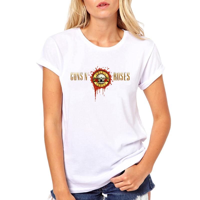 Dámská vintage trička 2021 Guns n Roses Rock Roll dámská trička GNR Bílé kreslené tričko Hip Hop Femme Top Tees