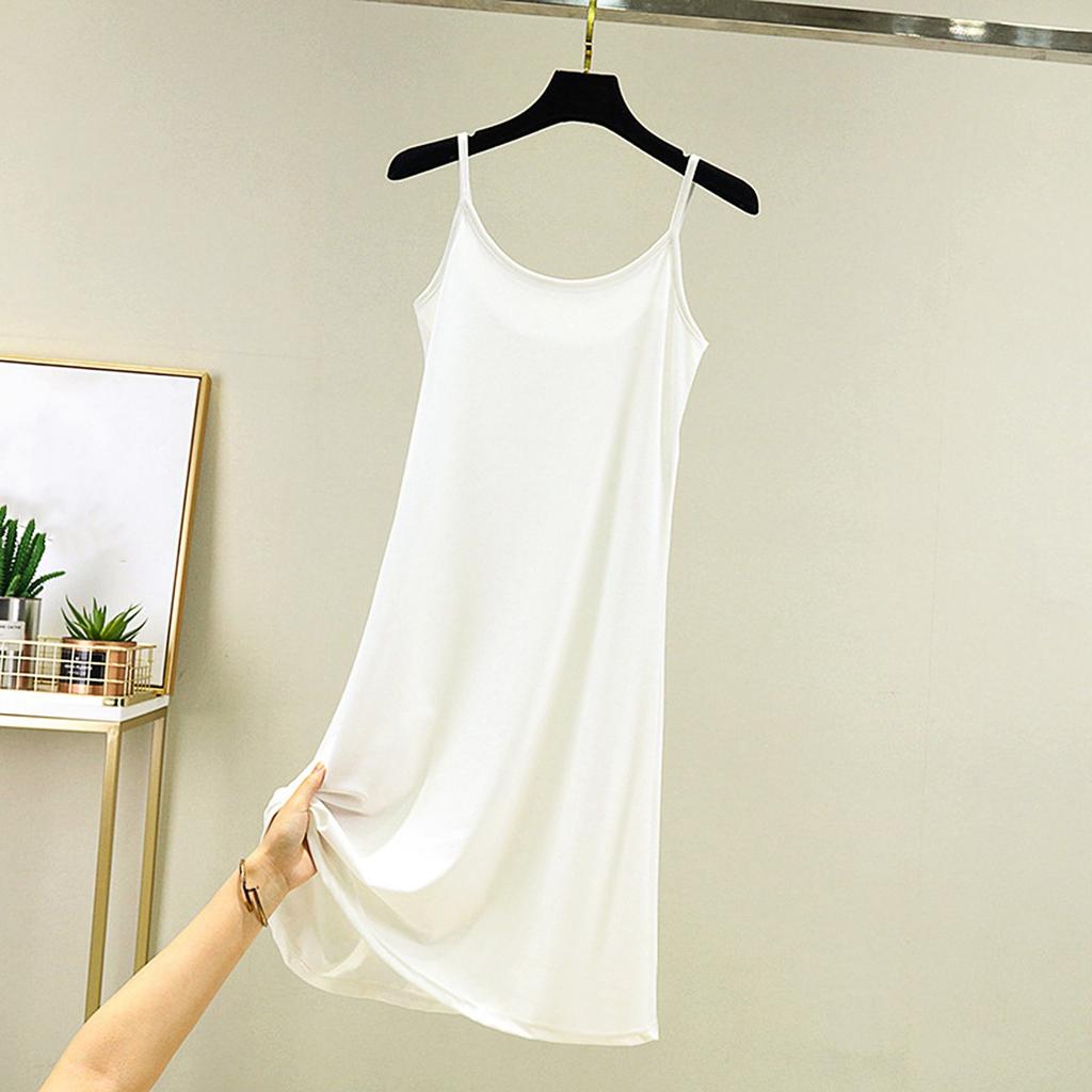 Women's Loose Casual Nightgown With Camisole And Short Solid Color Bottom Dress Underneath