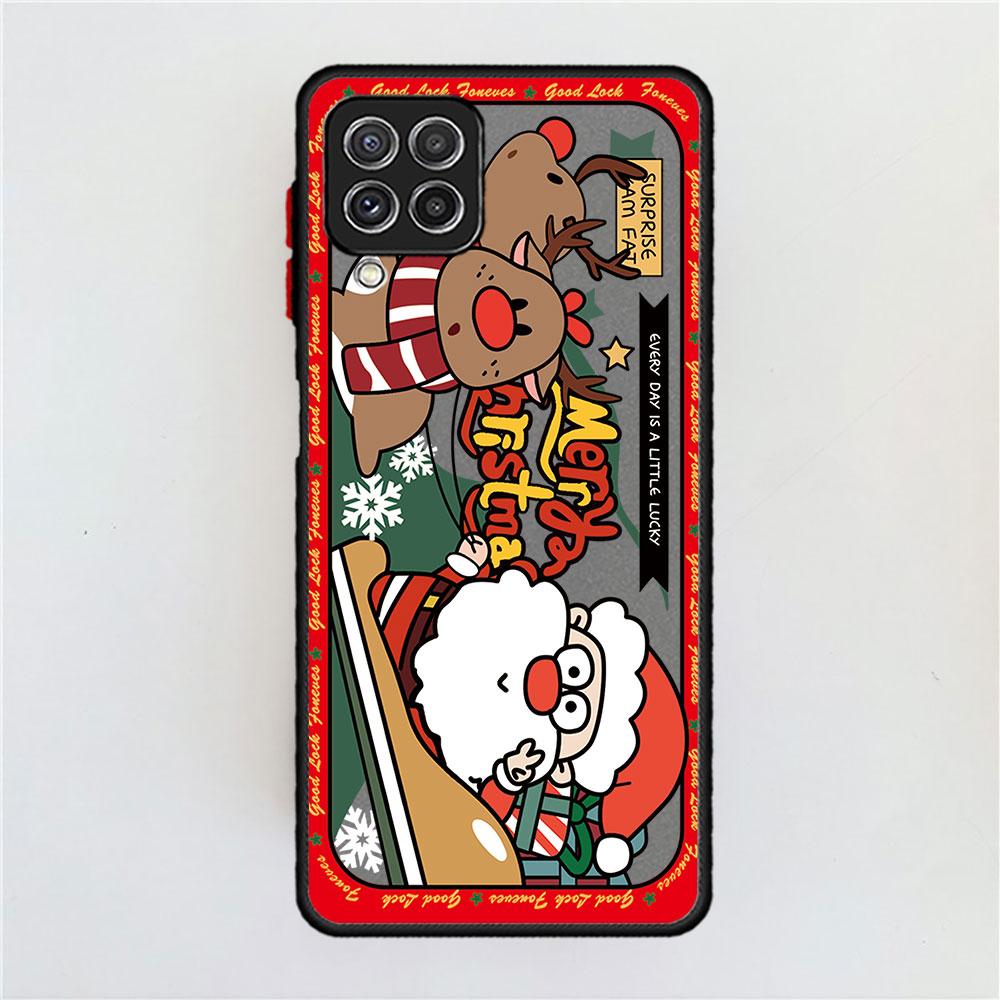 Χριστουγεννιάτικα Πρωτοχρονιάτικα Δώρα Θήκη Elk Snow Ματ Για Samsung Galaxy A52 A12 A51 A32 A21s A71 A32 5G A12 A22 A53 A70 A50 Κέλυφος Τηλεφώνου
