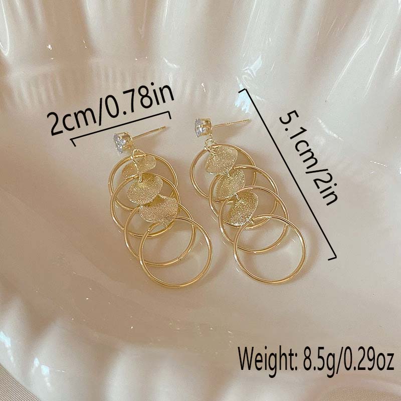 New retro circle patches frosted tassel geometric earrings simple long exaggerated earrings ladies party gifts