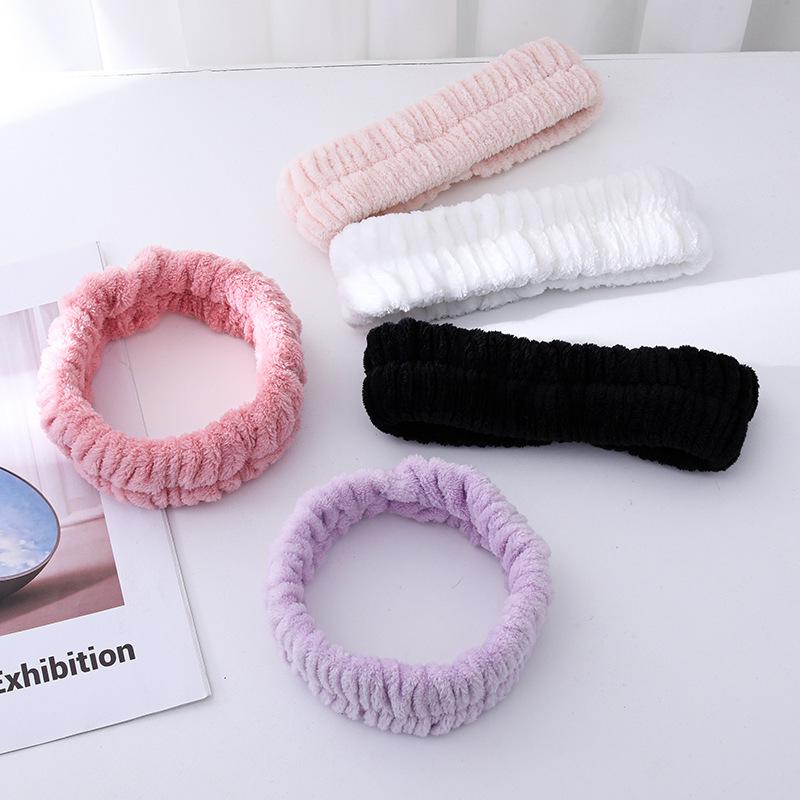 Damen Cross-Border Mode Haarband: Süßes Plüsch Stirnband in Unifarben zum Waschen des Gesichts, für Make-up und zur Verwendung am Handgelenk
