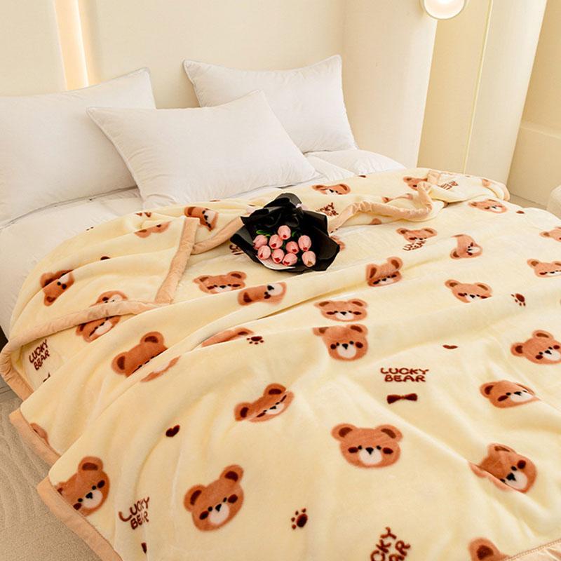 High Quality Warm Floral Printed Blanket Cozy Double-Layer Thick Sofa Blanket for Home Flannel Bed Sheets for Autumn and Winter