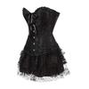 Set Gonna con Corsetto per Donna Tutù Festa Bustier Costume Sexy Allacciato Vintage Corseletto Abbigliamento Nero