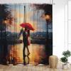 Vintage Paris Tower Shower Curtains Pink Butterfly Balloon Love Heart Floral Valentine'S Day Bathroom Curtain Decor With Hooks