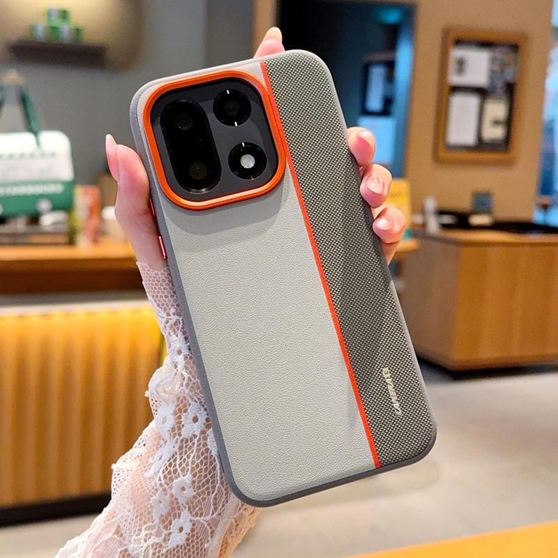 

Tri Color Splicing Leather Phone Case for Oneplus 15 1+Ace6 Ace5 Pro 13T 13S 13R Metal Lens Ring&Button Full Protection Cover OnePlus Ace 5