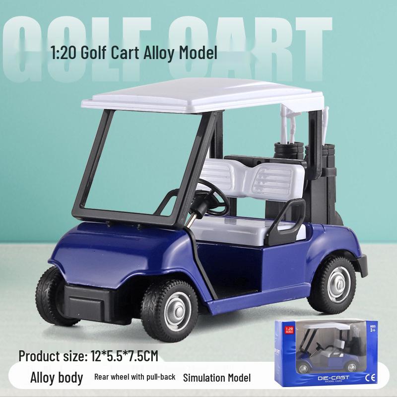 Golf Car Alloy Model with Pull-Back Function - Cute Design, 3 Colors, Mixed Pack.