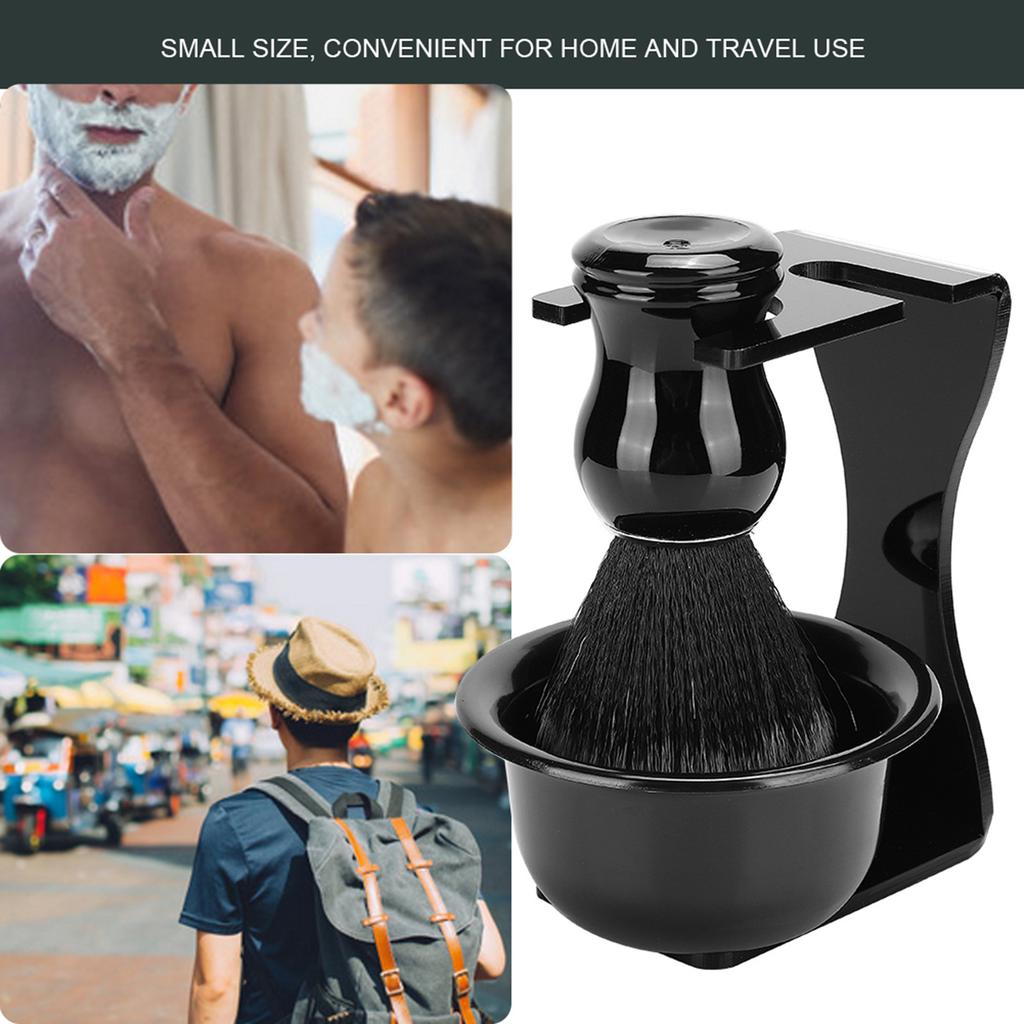 3pcs Beard Shaving Brush Bowl Holder Men Beard Cleaning Face Hair Style Tool Set