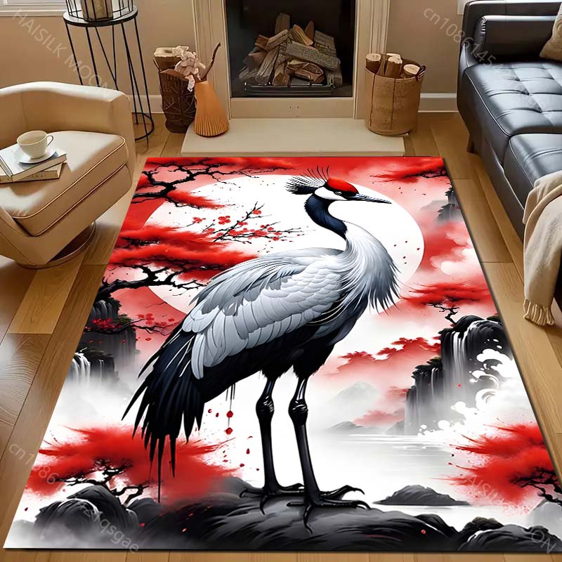 Japan Golden Heron Classical Painting Carpet for Living Room Bedroom Sofa Doormat Decor Sofa Table Area Rug Non-slip Floor Mat