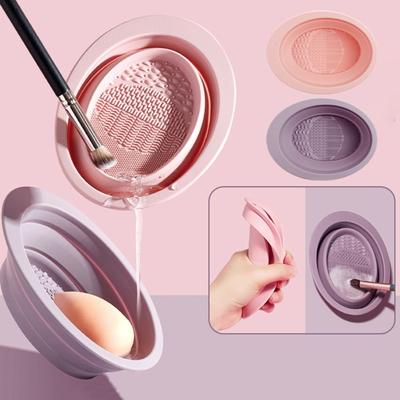 Silicone Makeup Brush Cleaning Bowl Foldable Beauty Makeup Brush Cleaning Mat Cosmetic Brush Cleaner Multifunction