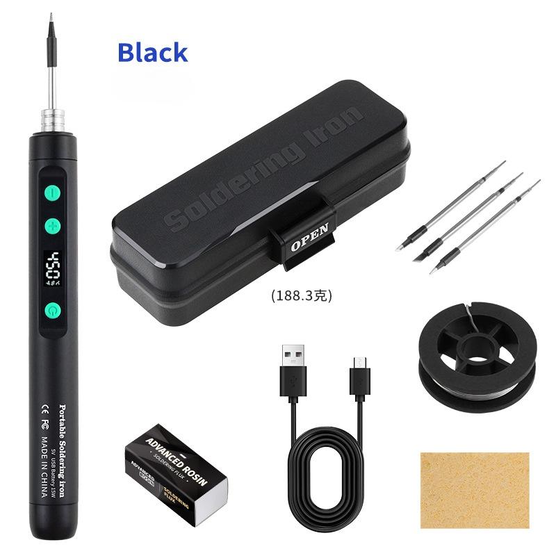 Digital Display USB Soldering Iron 5V/15W Adjustable Temperature Cordless Welding Tool for Electronics Repair & DIY Projects
