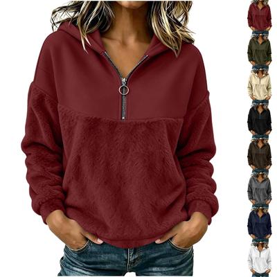 Damska bluza z kapturem, casualowa, dwustronna, patchwork