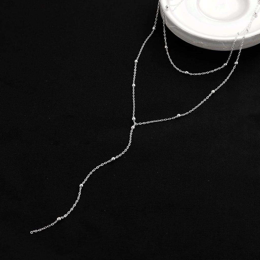 Goldhalskette für Damen 14 Karat Vergoldet/Silber Y-förmiger Anhänger Halskette Mehrschichtige Perlenkette Tropfenhalsketten Für Damen Geschenk