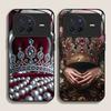 Luxury Crown Jewelry Flower Pattern Tempered Glass Phone Case for OPPO Reno 13 F 12 11 10 Pro Plus Find X8 X3 Lite A58 A78 Cover