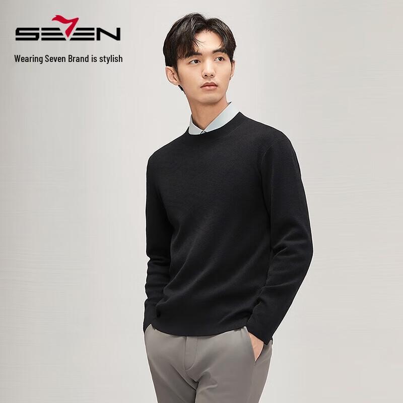 Men's Jacquard Round Neck Wool Blend Pullover Sweater