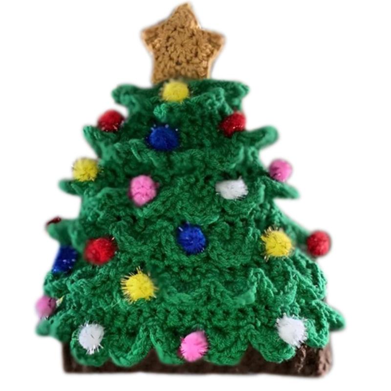Knitted Christmas Tree Hat Keeping Warm Head Hat Decorations Supplies for Holiday Birthday New Year Party Decorations