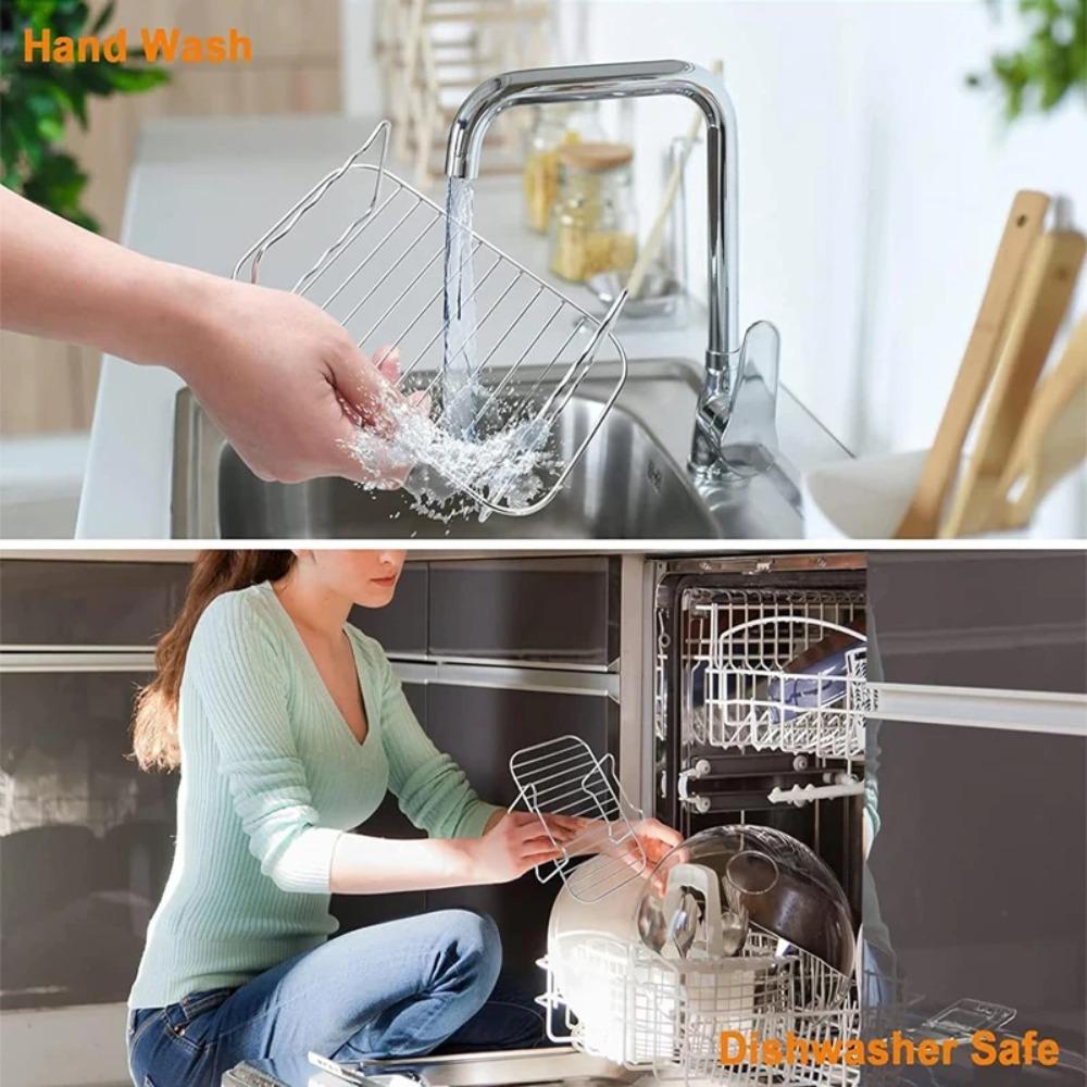 Stainless Steel Air Fryer Baking Rack Stackable Barbecue Mesh Pan Multipurpose Skewer Rack Home Air Fryer Rack Accessories