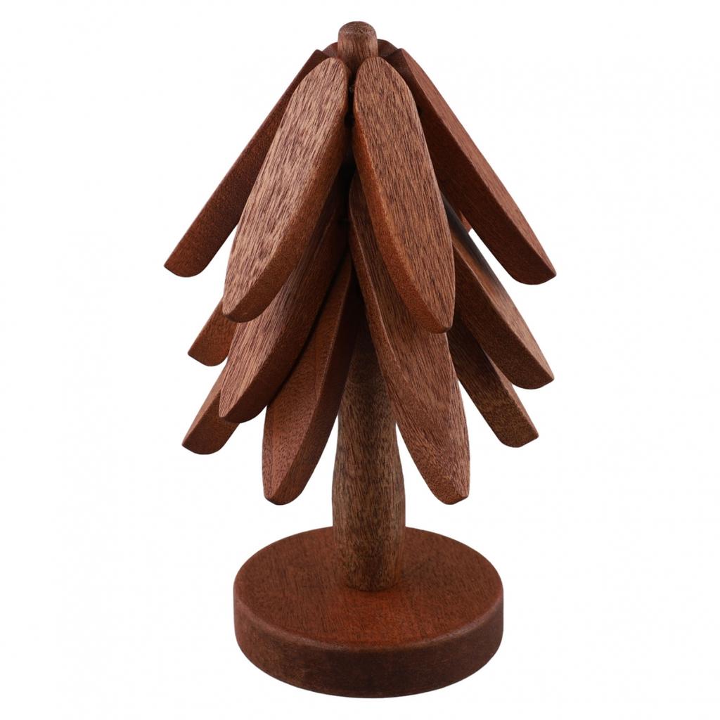A Tree Beech Wood Ornament Heat Insulation Mat Creative Table Mat  Protection